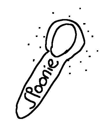 a spoon with the word spoonie written on it, the spoon head is surrounded by sparklesFeb 25 2022
