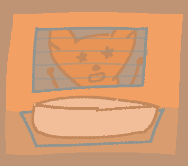 a fox watching a cake cook in the oven, from the perspective of inside the ovenApr 04 2022
