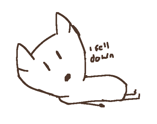 a fox laying on the floor with text "i fell down"Apr 21 2022