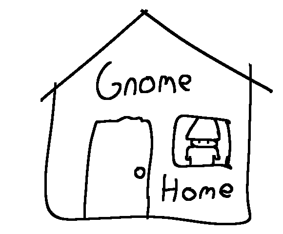a gnome in a house, text reads gnome homeFeb 27 2022